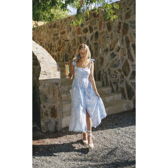 Juliet Dunn Pastel Blue Palladio Tie Shoulder Midi Dress Tuckernuck Ric Rac - Picture 9 of 14